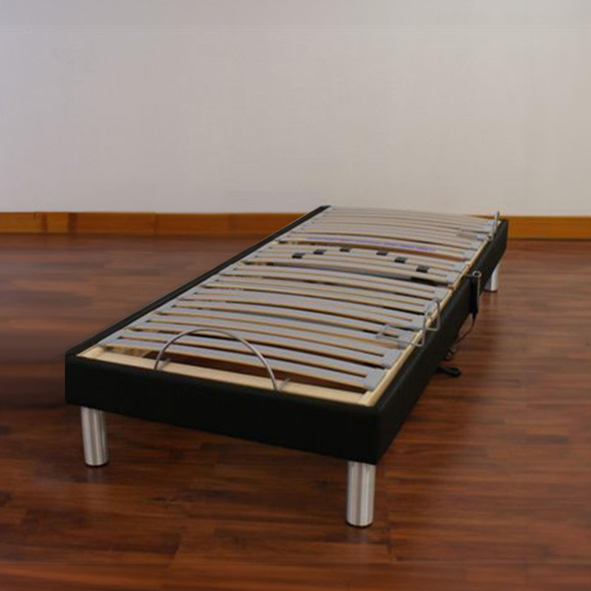 IDLITERIE Sommier électrique relaxation tous lattes cadre tissu noir 80 x 200