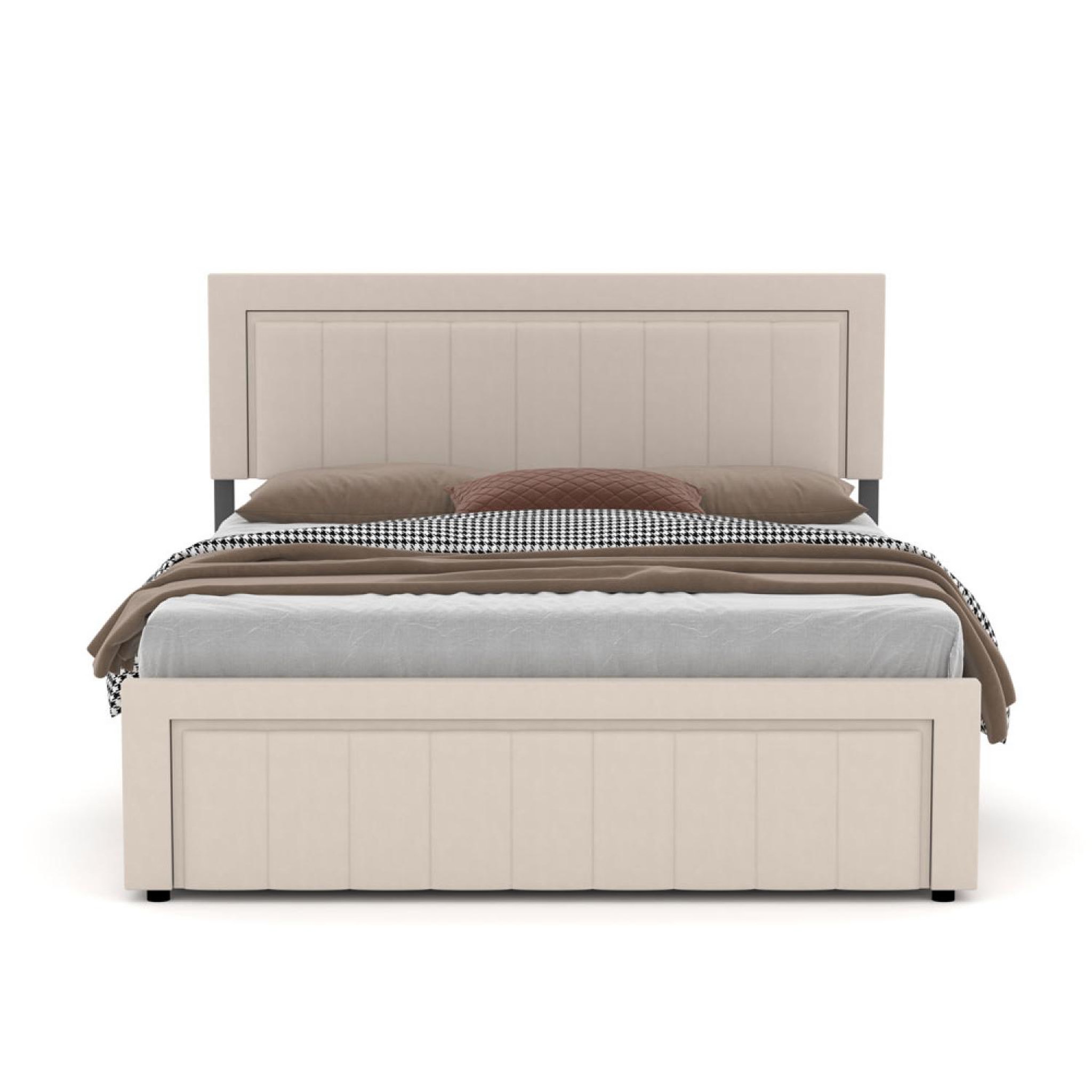Voir la diapositive 5 : CONCEPT USINE Lit coffre 140x190cm en velours beige nashville