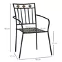 OUTSUNNY Lot de 2 chaises de jardin métal époxy style fer forgé avec mosaïque - accoudoirs - noir