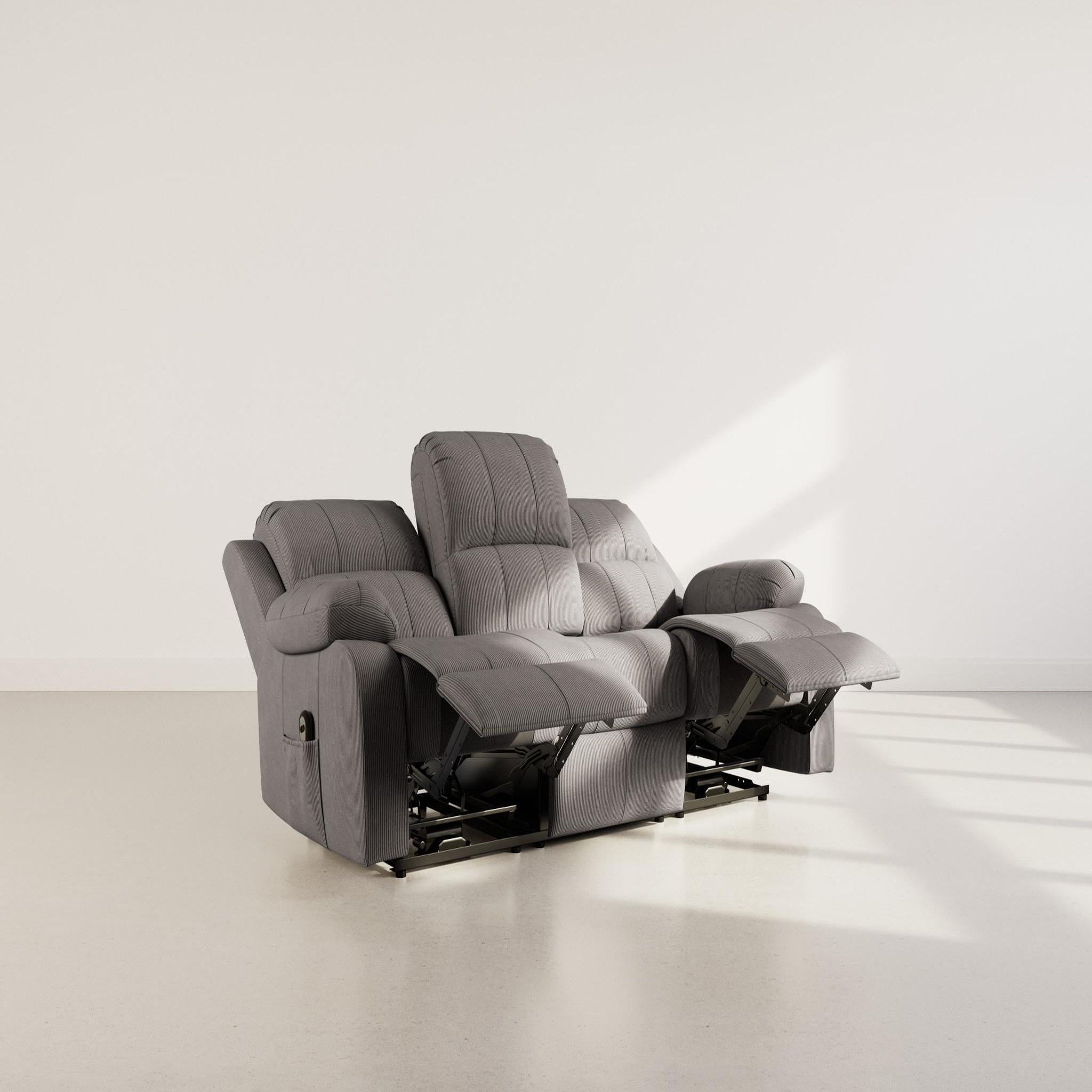 Voir la diapositive 3 : BEST MOBILIER Armand - canapé 3 places relax électrique en velours côtelé