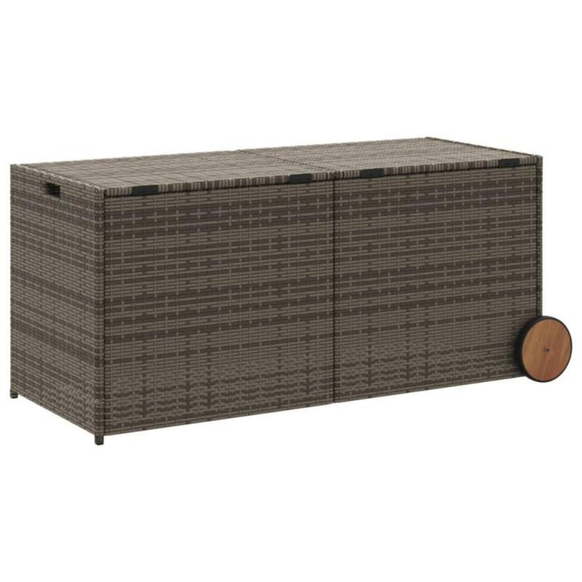 VIDAXL Boîte de rangement de jardin et roues gris 283L résine tressée