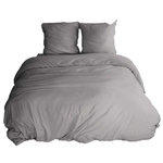 COTE DECO Parure de lit - 100% microfibre lavée. Coloris disponibles : Gris, Bleu, Rose