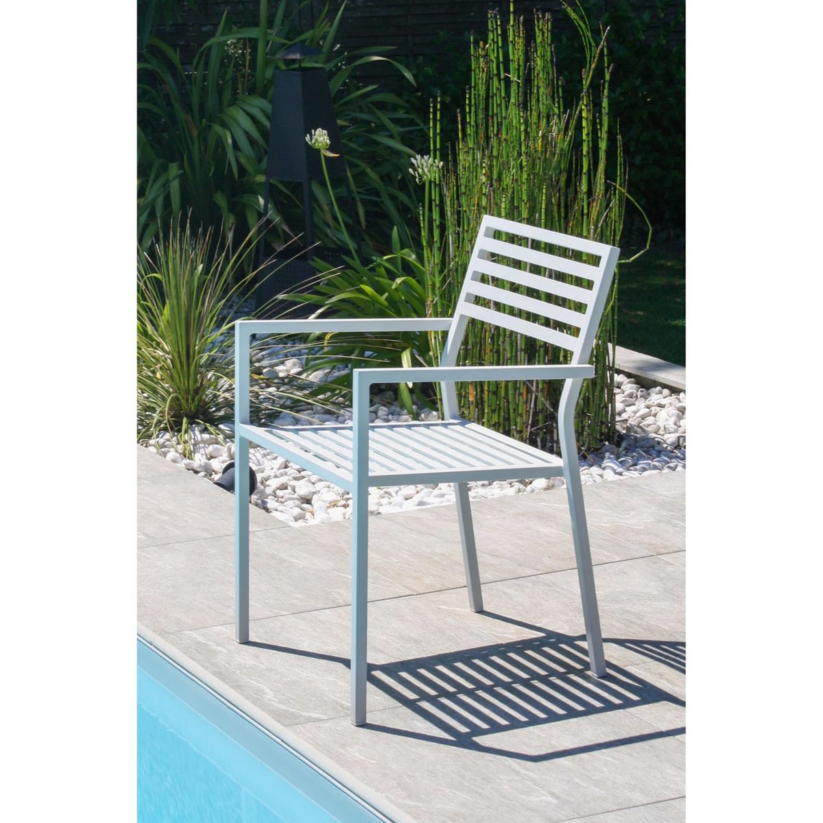 City Garden Fauteuil de jardin empilable - Aluminium - Gris - GASTON