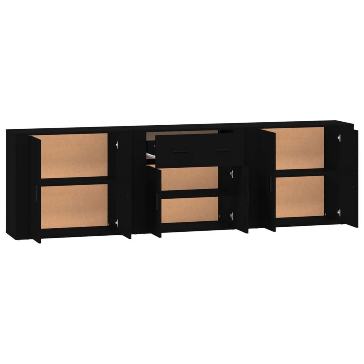 VIDAXL Buffets 3 pcs noir bois d'ingenierie