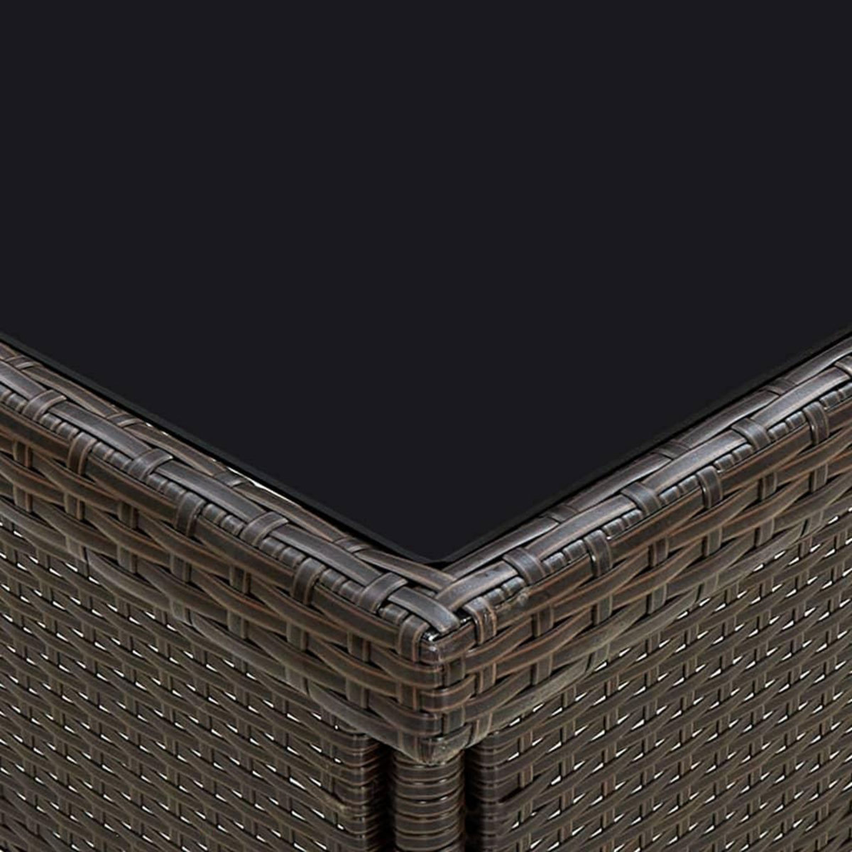 VIDAXL Table a dîner d'exterieur Marron Resine tressee et verre