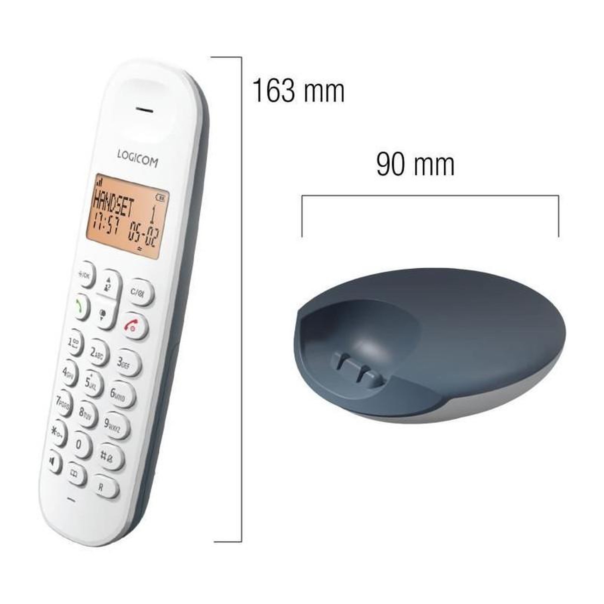 Voir la diapositive 2 : Logicom Téléphone fixe sans fil - LOGICOM - DECT ILOA 150 SOLO - Ardoise - Sans répondeur