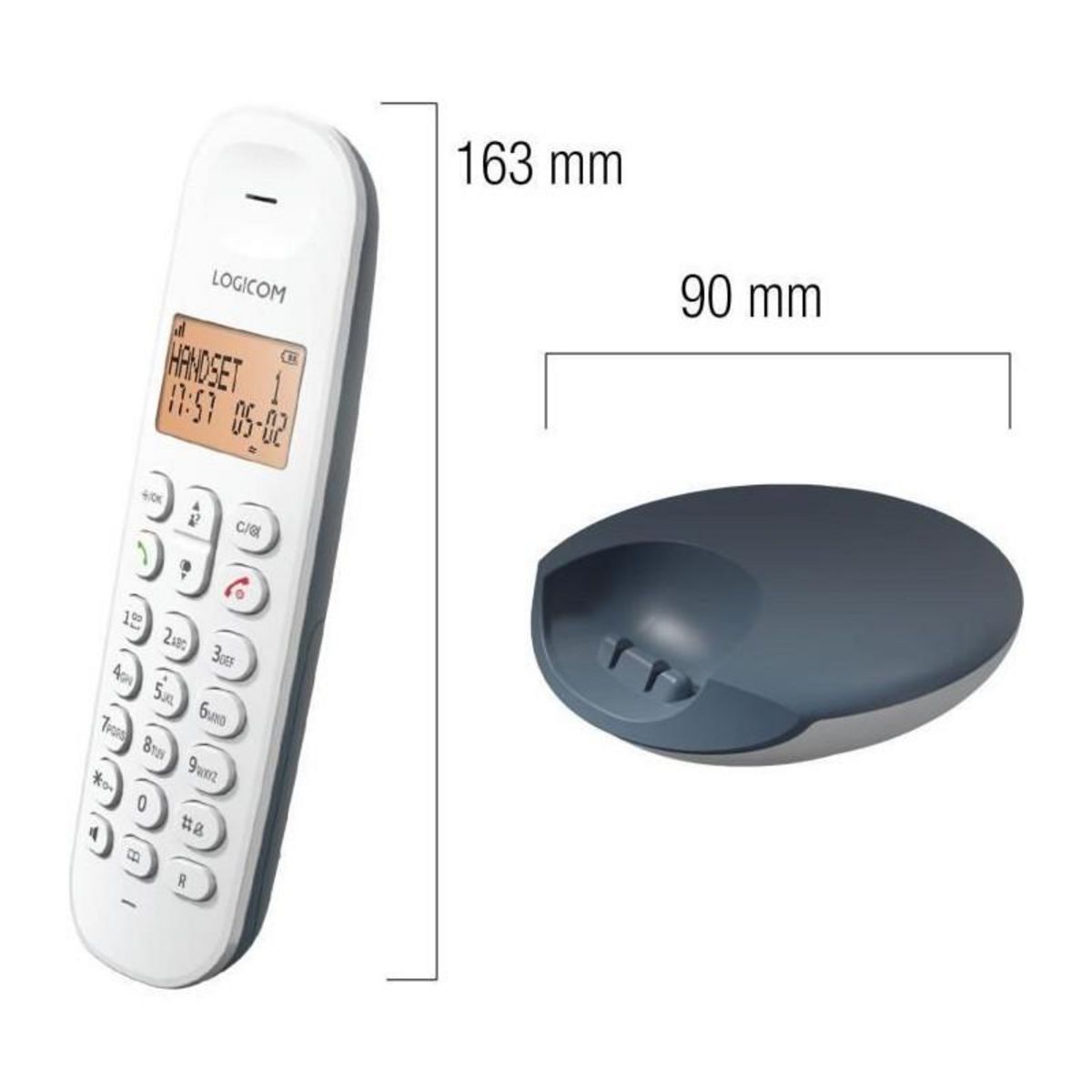 Logicom Téléphone fixe sans fil - LOGICOM - DECT ILOA 150 SOLO - Ardoise - Sans répondeur