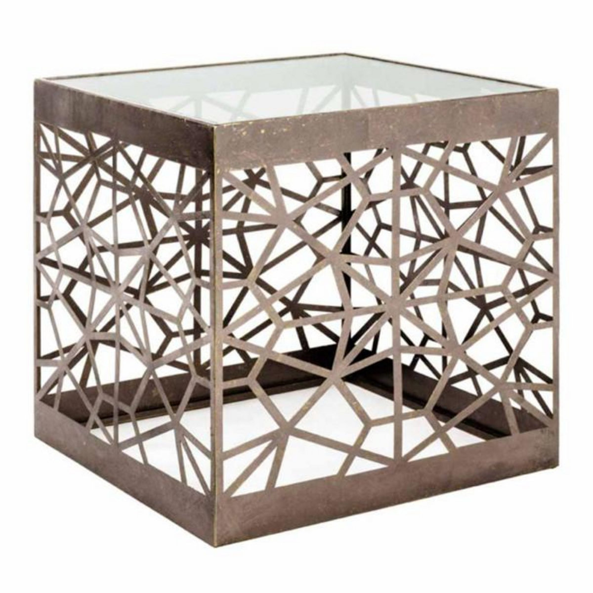 Paris Prix Table d'Appoint Carrée en Verre  Tiago  50cm Bronze