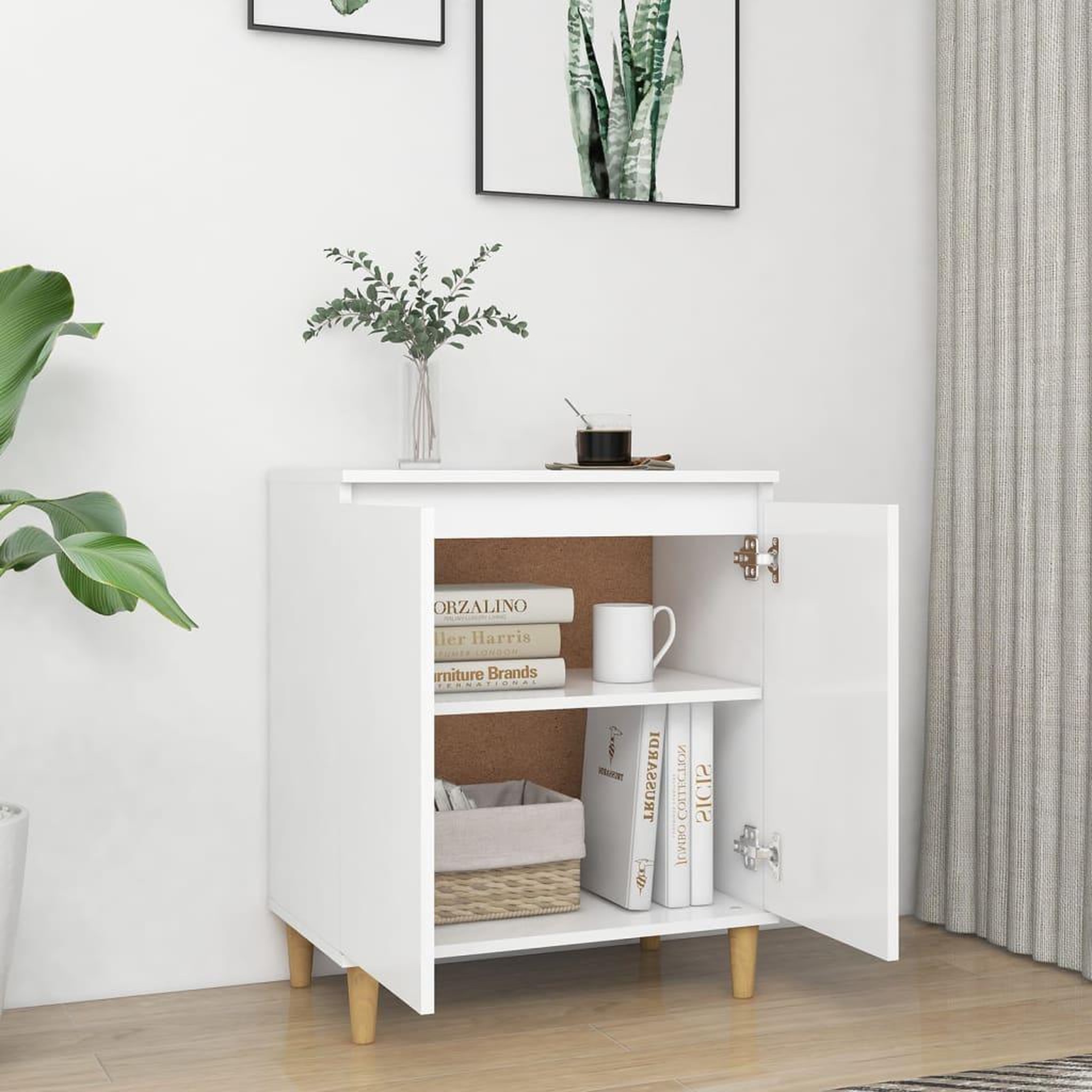 Voir la diapositive 3 : VIDAXL Buffet avec pieds en bois massif blanc bois d'ingenierie