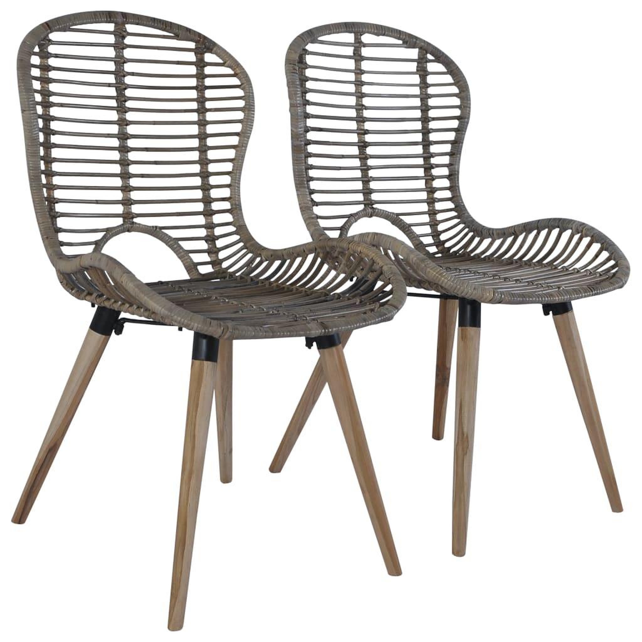Voir la diapositive 2 : VIDAXL Chaises a manger lot de 4 marron rotin naturel