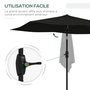 Voir la diapositive 5 : OUTSUNNY Parasol rectangulaire inclinable de jardin avec manivelle métal polyester haute densité anti UV 50+ noir