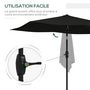 Voir la diapositive 5 : OUTSUNNY Parasol rectangulaire inclinable de jardin avec manivelle métal polyester haute densité anti UV 50+ noir