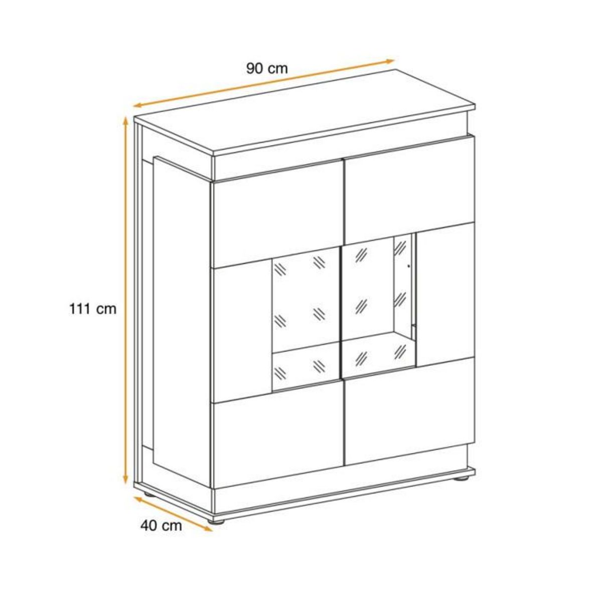 Paris Prix Vitrine Led 2 Portes  Berlin  111cm Gris & Naturel