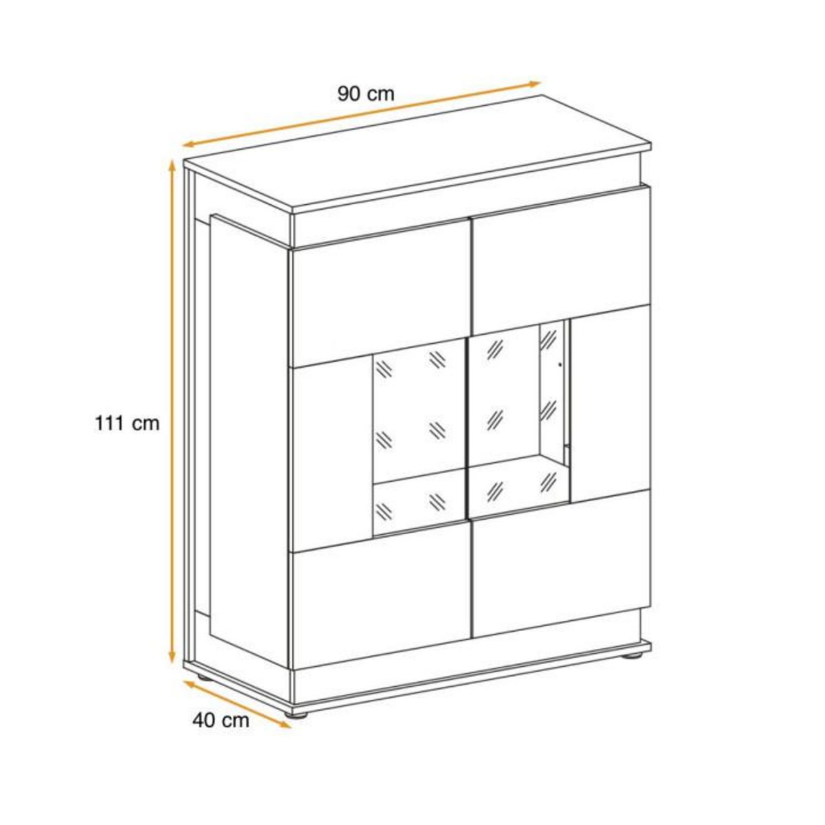 Paris Prix Vitrine Led 2 Portes  Berlin  111cm Gris & Naturel