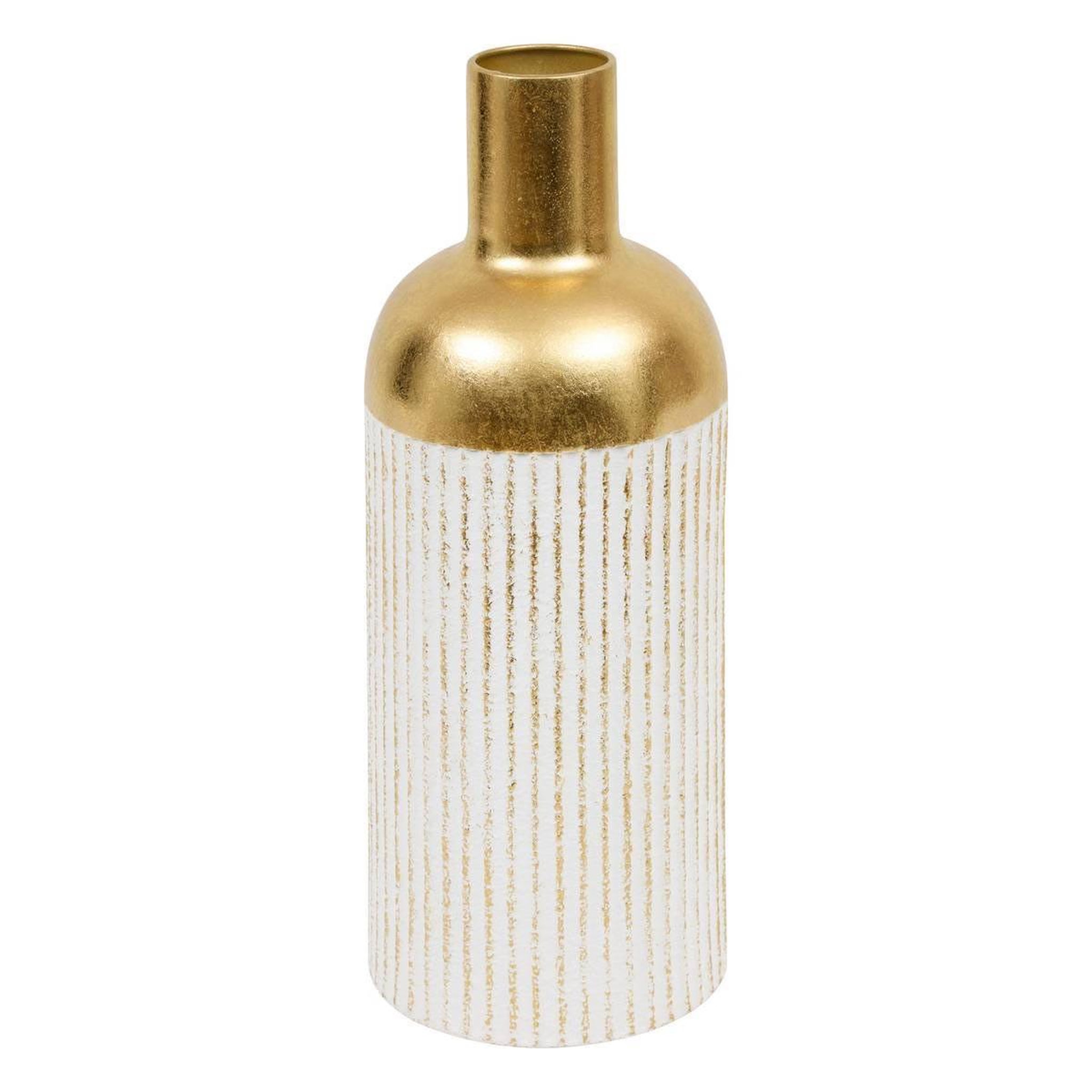 ATMOSPHERA Vase design en métal  mirsa  43cm blanc & doré