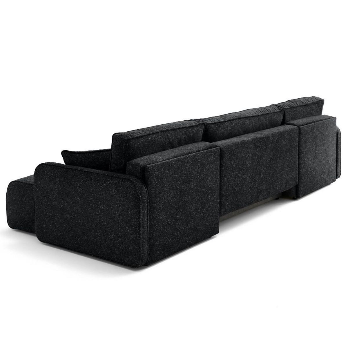 LISA DESIGN Apolline - canapé panoramique en u 7 places convertible avec coffres en tissu moucheté