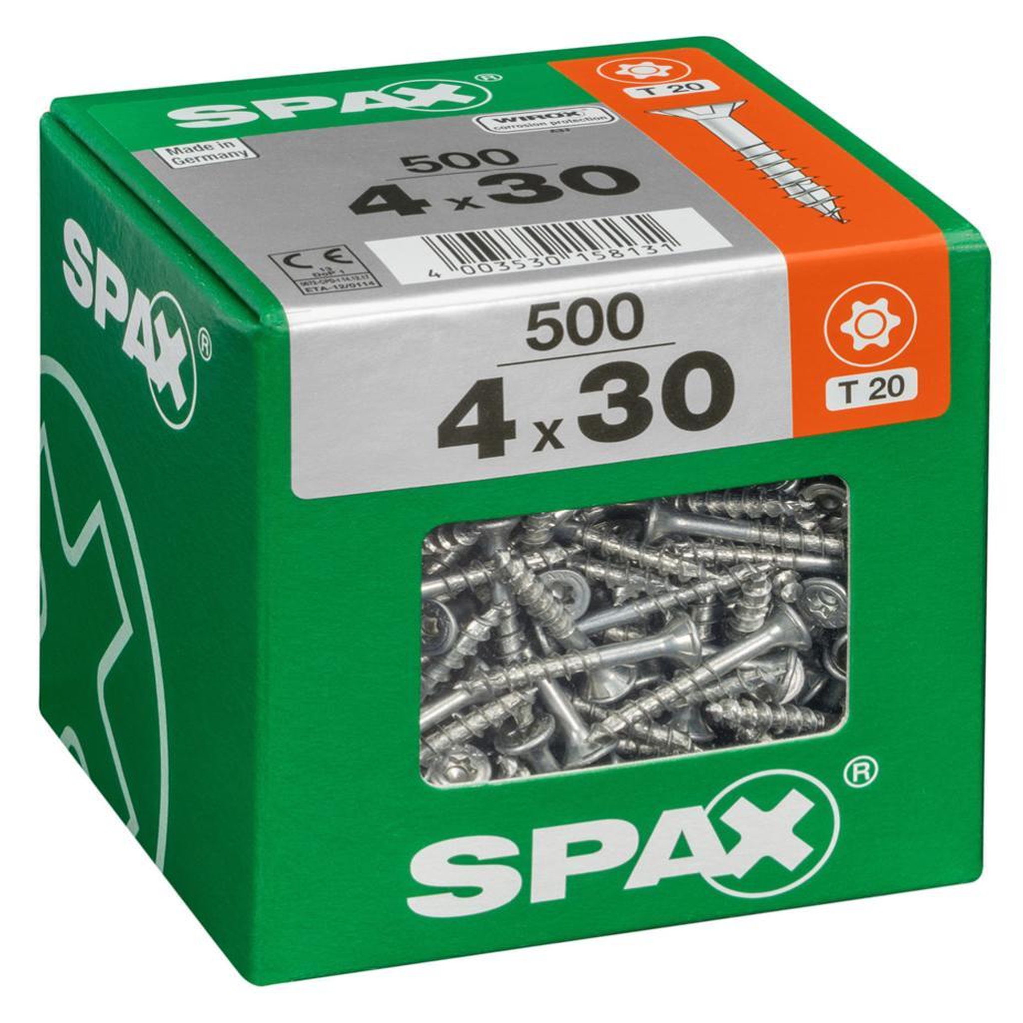 CENTRALE BRICO Lot de 500 vis acier tête fraisée torx SPAX, Diam.4 mm x L.30 mm