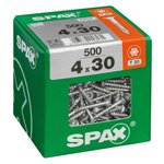 CENTRALE BRICO Lot de 500 vis acier tête fraisée torx SPAX, Diam.4 mm x L.30 mm