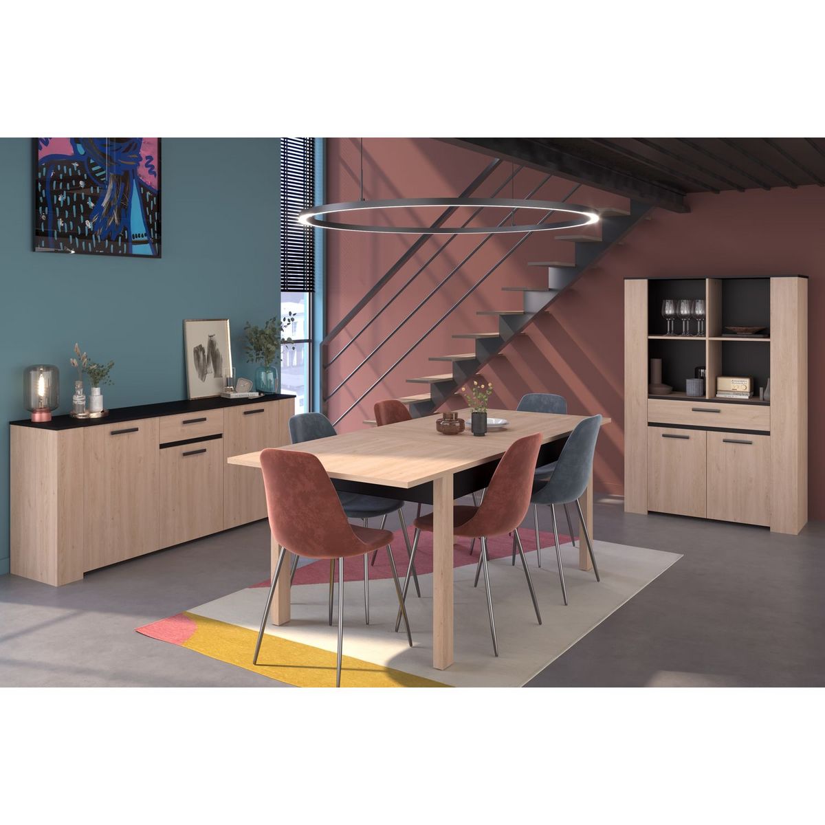 Buffet haut 4 niches 1 tiroir 2 portes LOLA