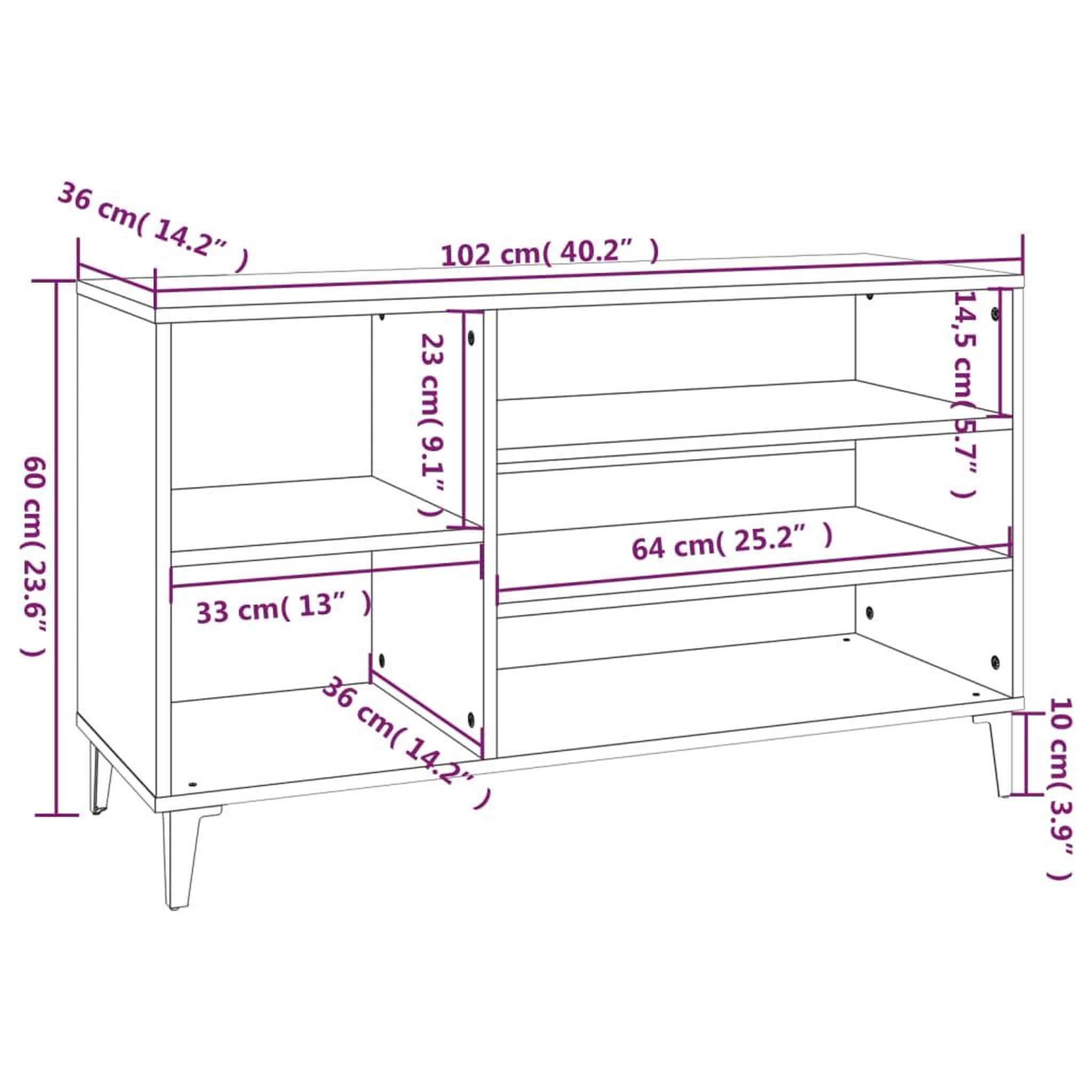Voir la diapositive 6 : VIDAXL Armoire a chaussures Noir 102x36x60 cm Bois d'ingenierie