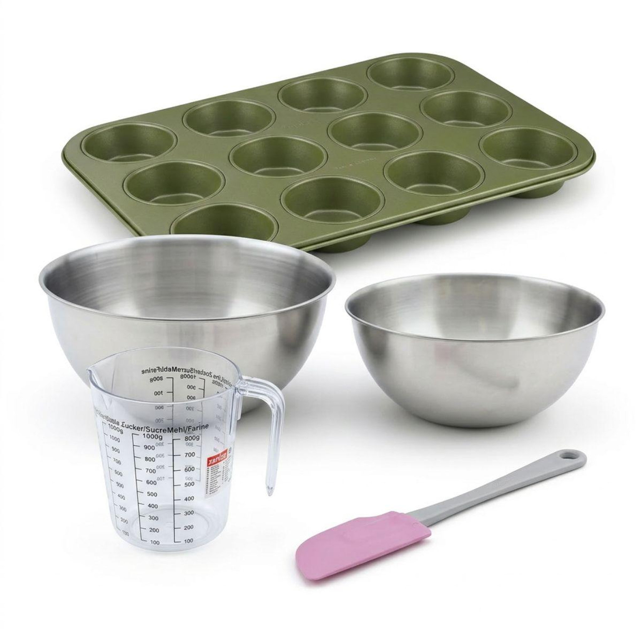 ZENKER Set de 5 ustensiles de pâtisserie moule à gâteaux bol spatule pâtisserie et verre doseur zenker green vision