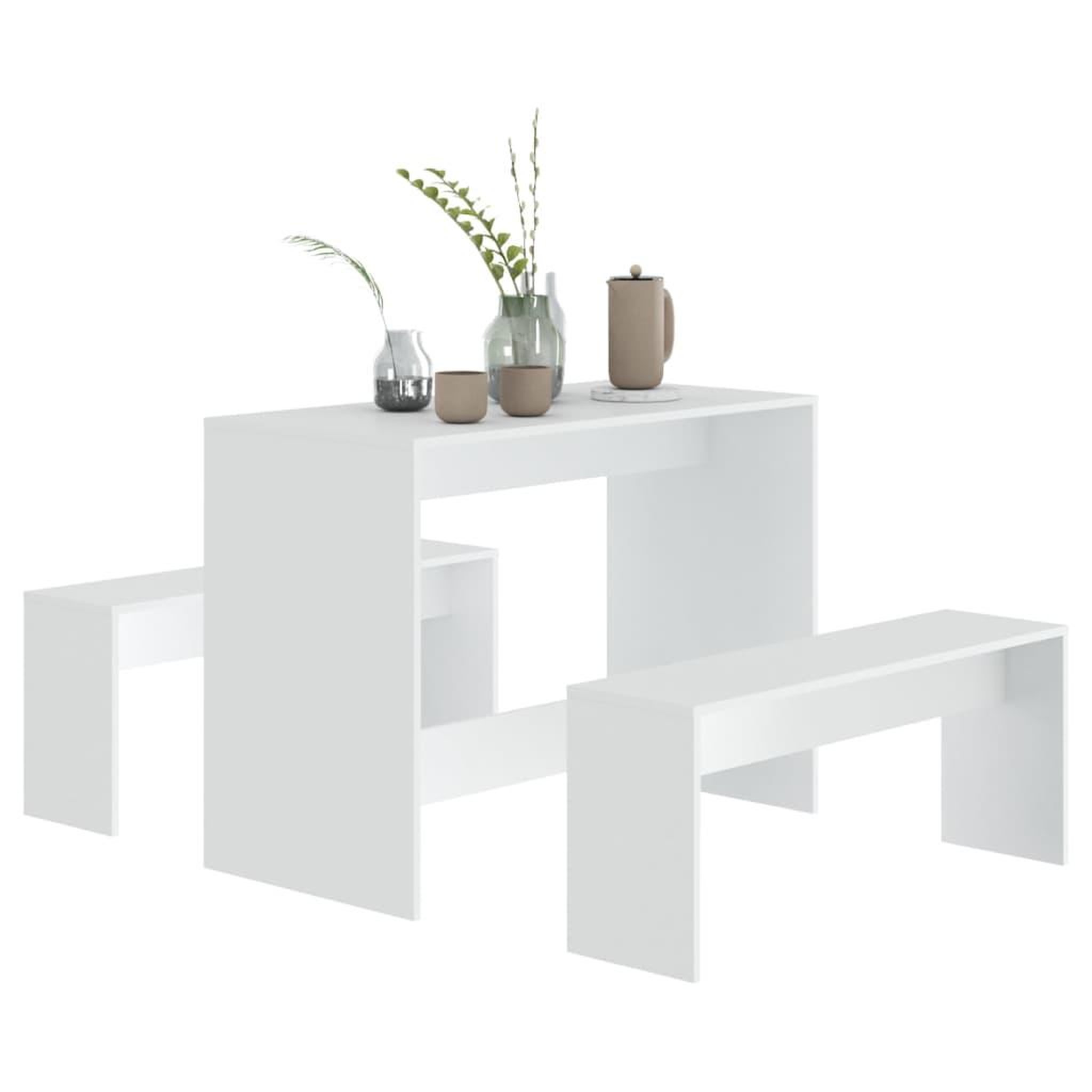 Voir la diapositive 4 : VIDAXL Ensemble a manger 3 pcs Blanc Bois d'ingenierie