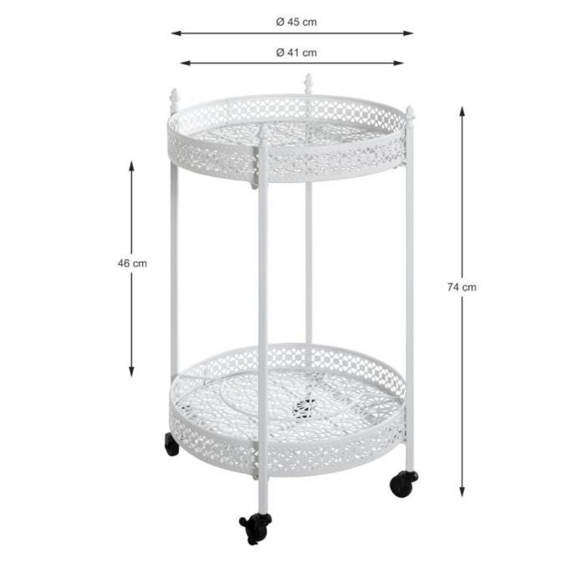 Paris Prix Desserte de Cuisine Ronde  Ulika  74cm Blanc