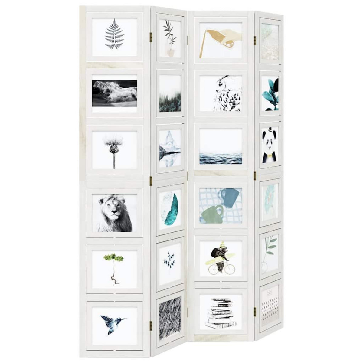 VIDAXL Cloison de separation 4 panneaux blanc bois de paulownia massif