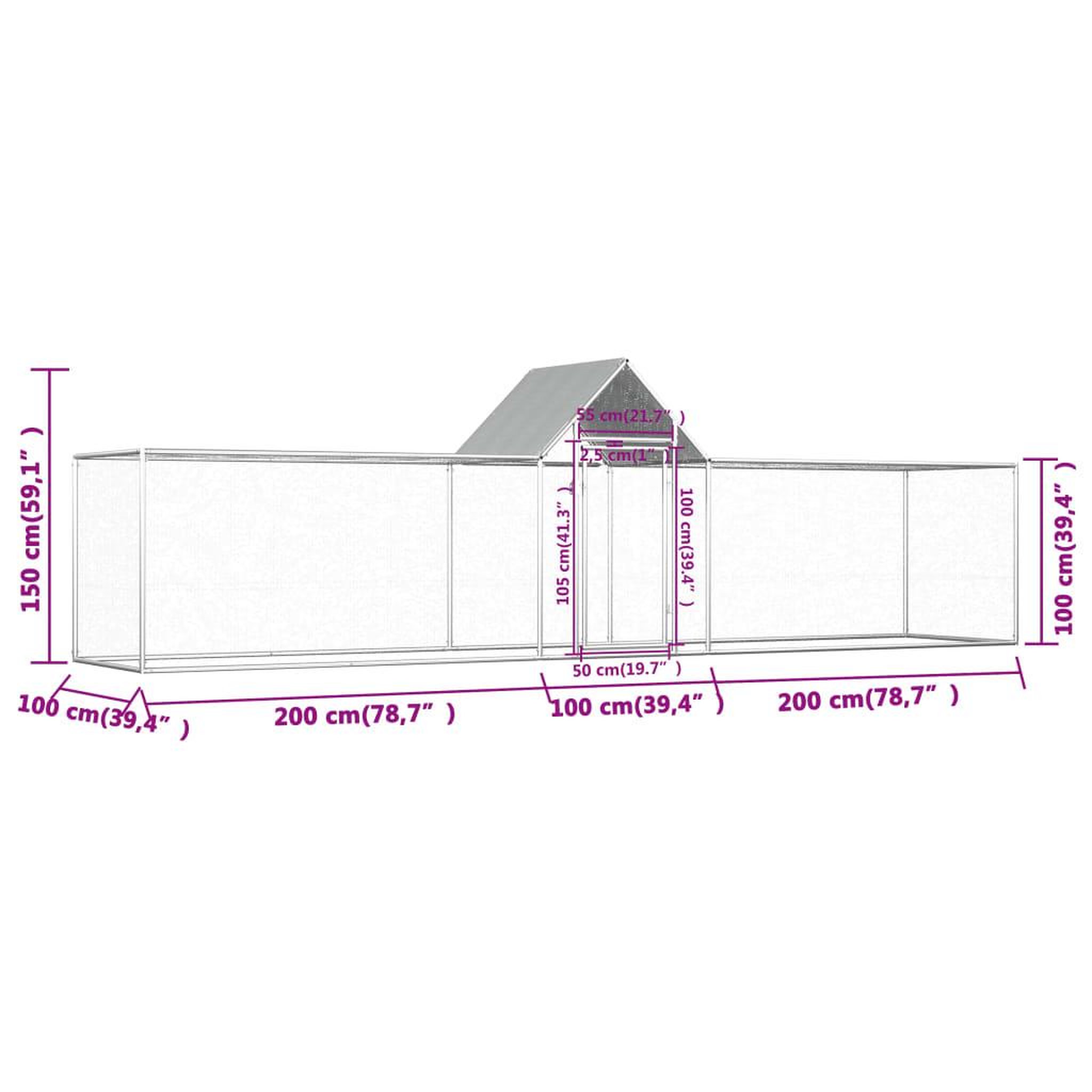 Voir la diapositive 6 : VIDAXL Poulailler 5 x 1 x 1,5 m Acier galvanise