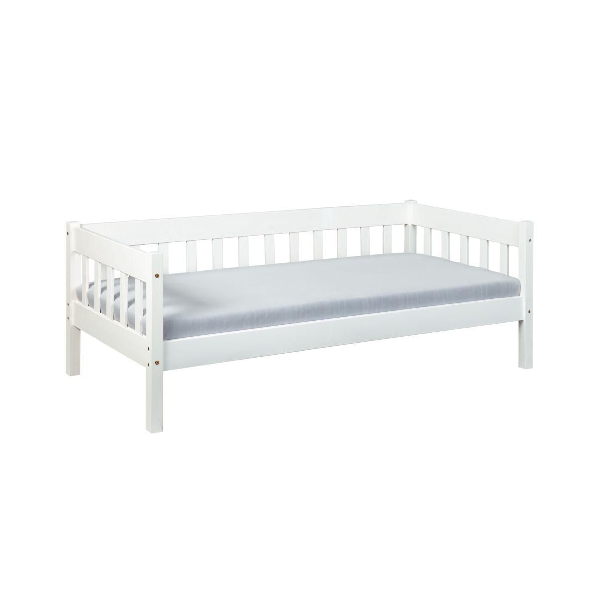 Lit Banquette en bois massif teinté blanc 90x200cm GUSTAVE