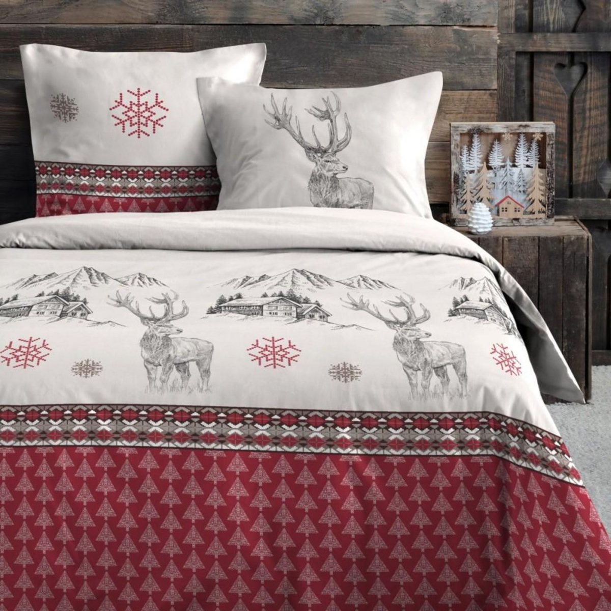 STOF Housse de couette 260x240 BAUGES + 2 taies coton 57 fils