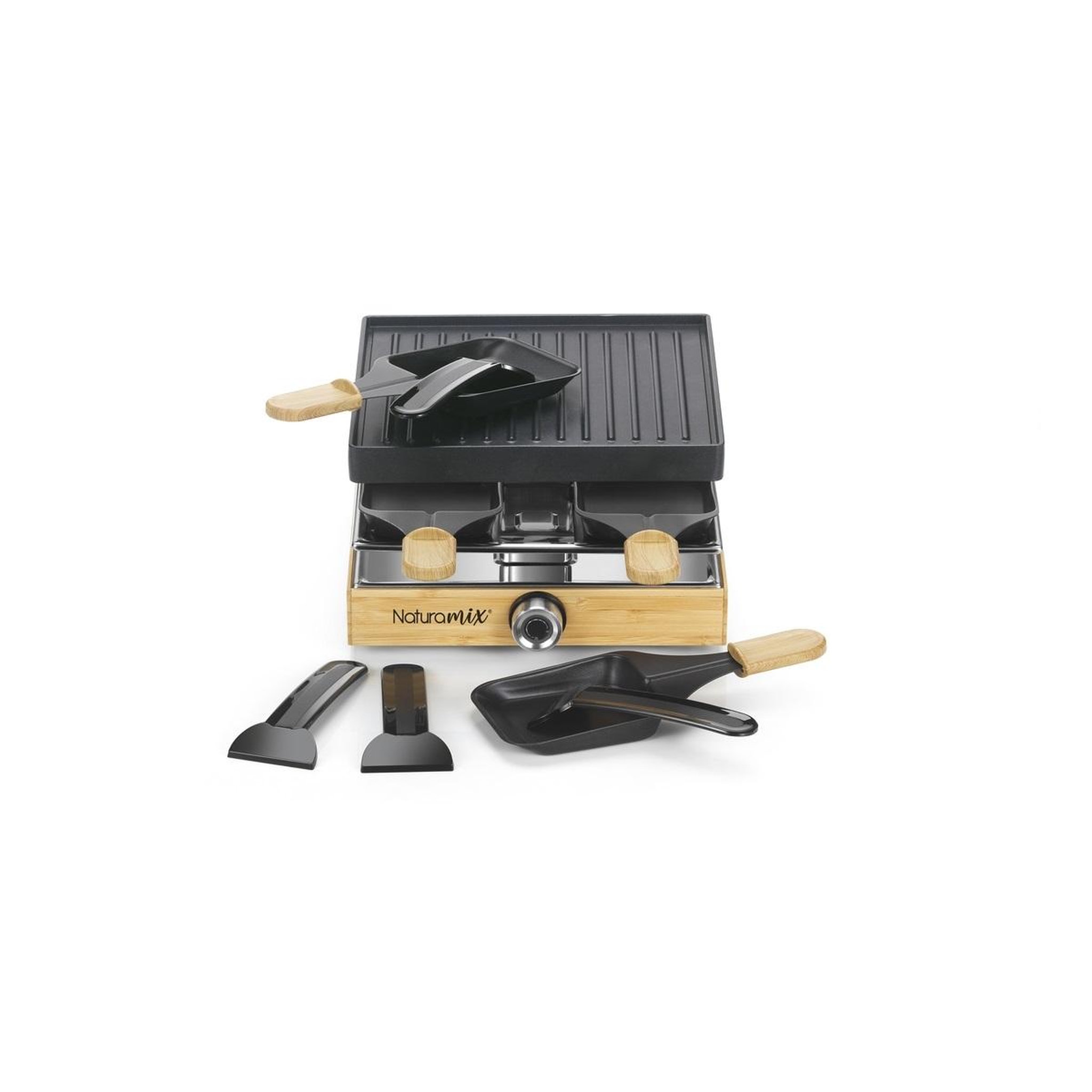 Voir la diapositive 2 : NATURAMIX Appareil à raclette 8 personnes 1200w gril - RAC.WOOD-8