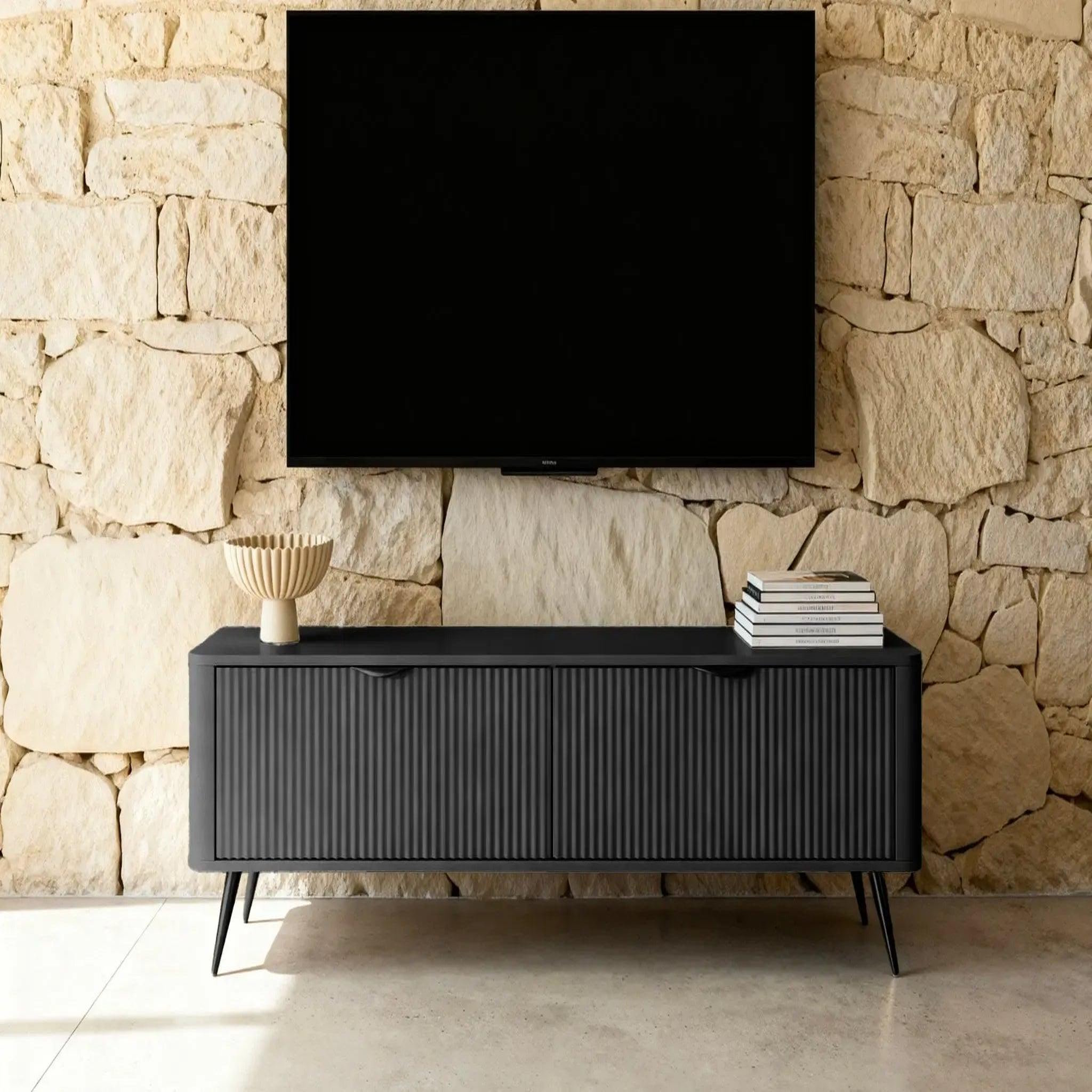 Voir la diapositive 6 : CASANOVA PARIS Joudy mini - mini meuble tv 163cmeffet rainuré