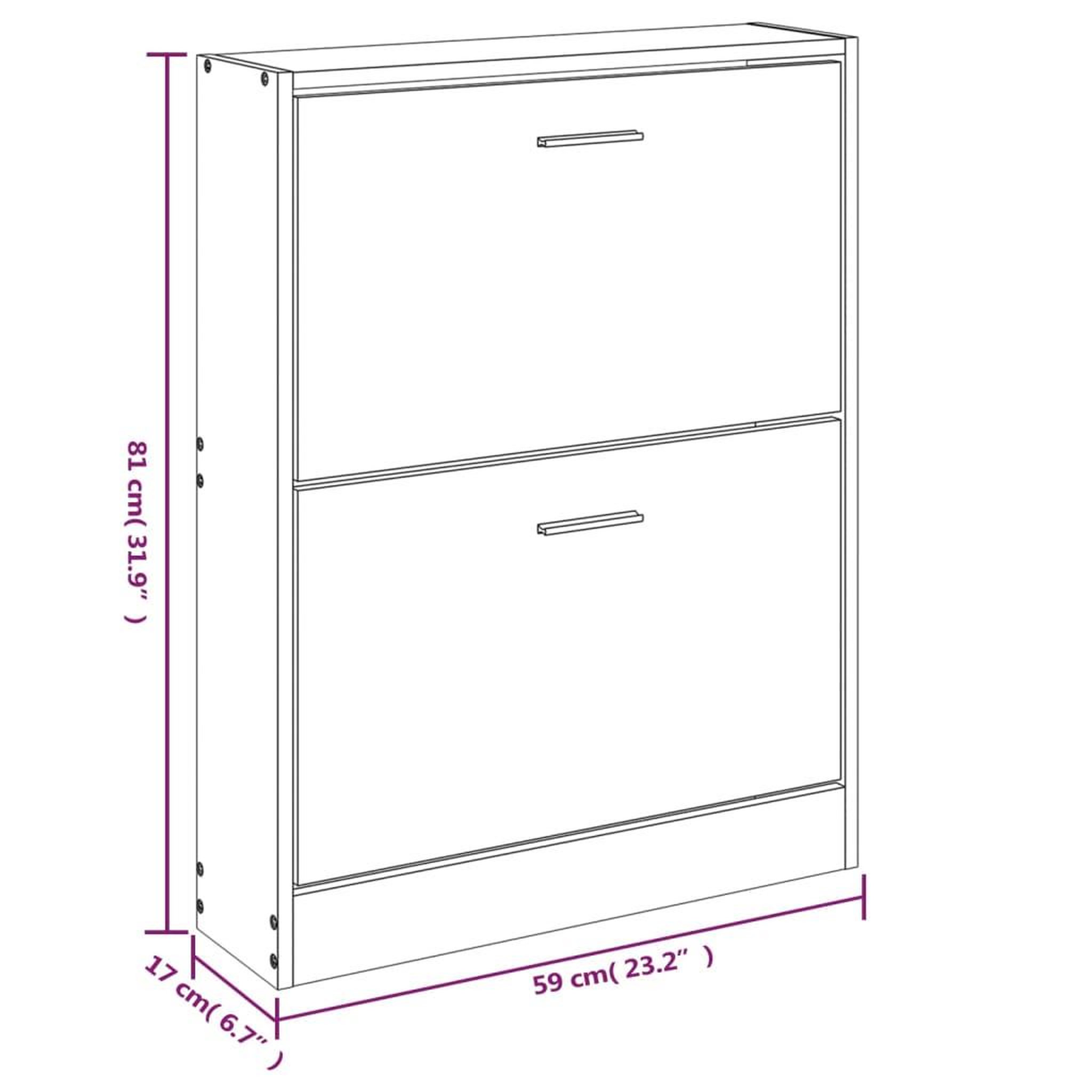 Voir la diapositive 6 : VIDAXL Armoire a chaussure Blanc brillant 59x17x81 cm Bois ingenierie
