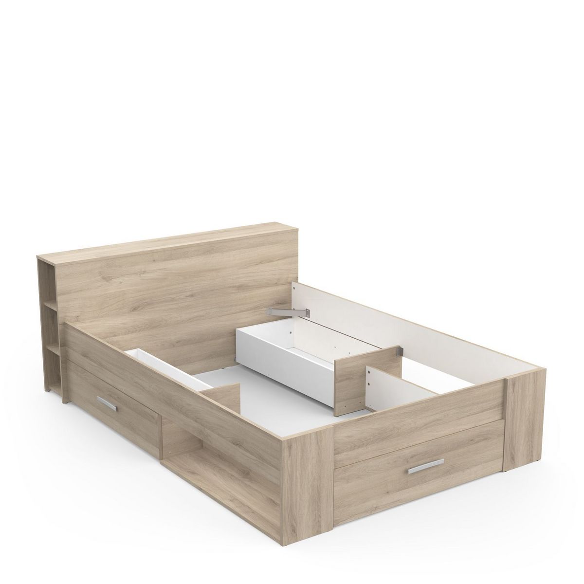 Lit 140 x200 cm avec tête de lit et rangements ILIAN