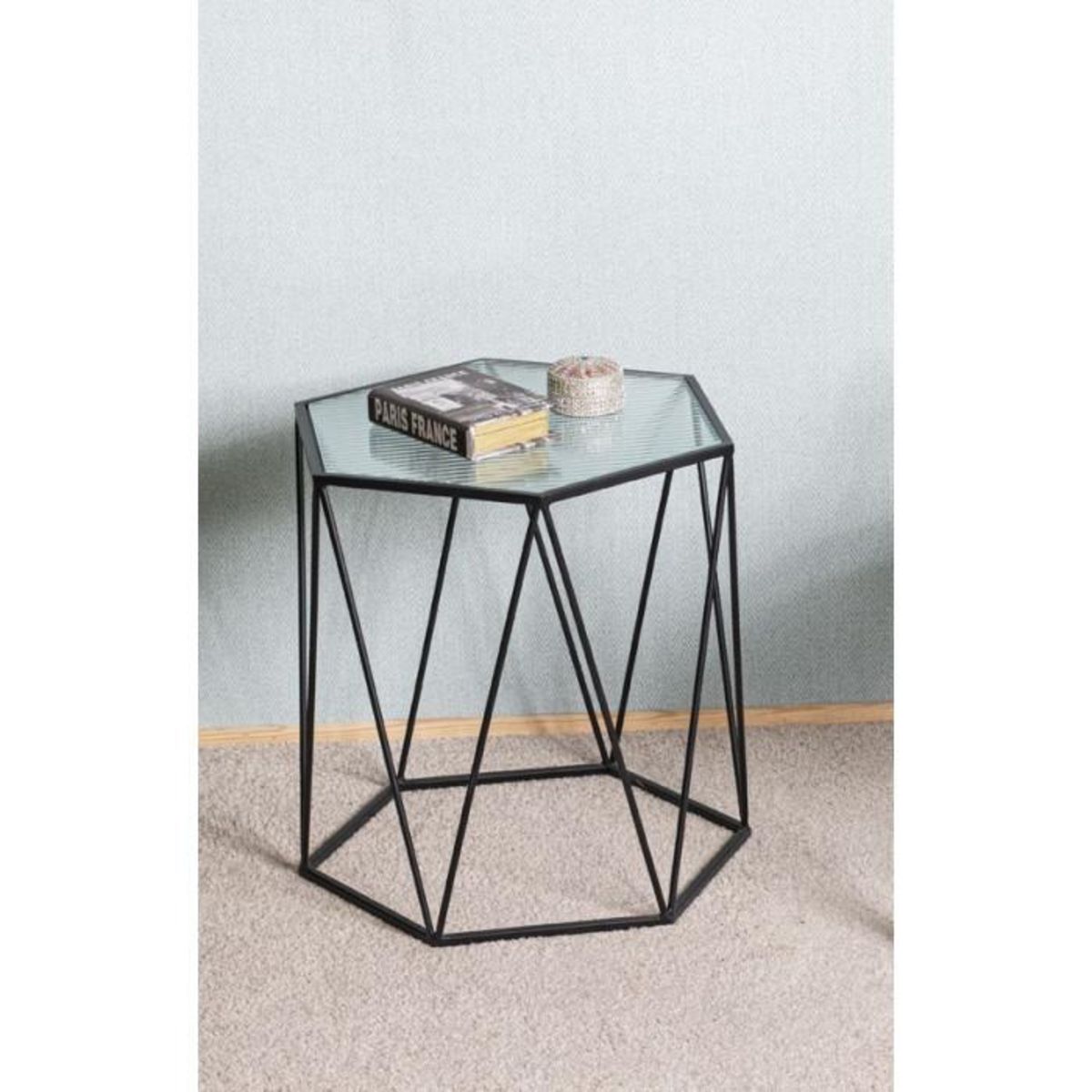 Paris Prix Table d'Appoint Design  Ondulé  46cm Noir
