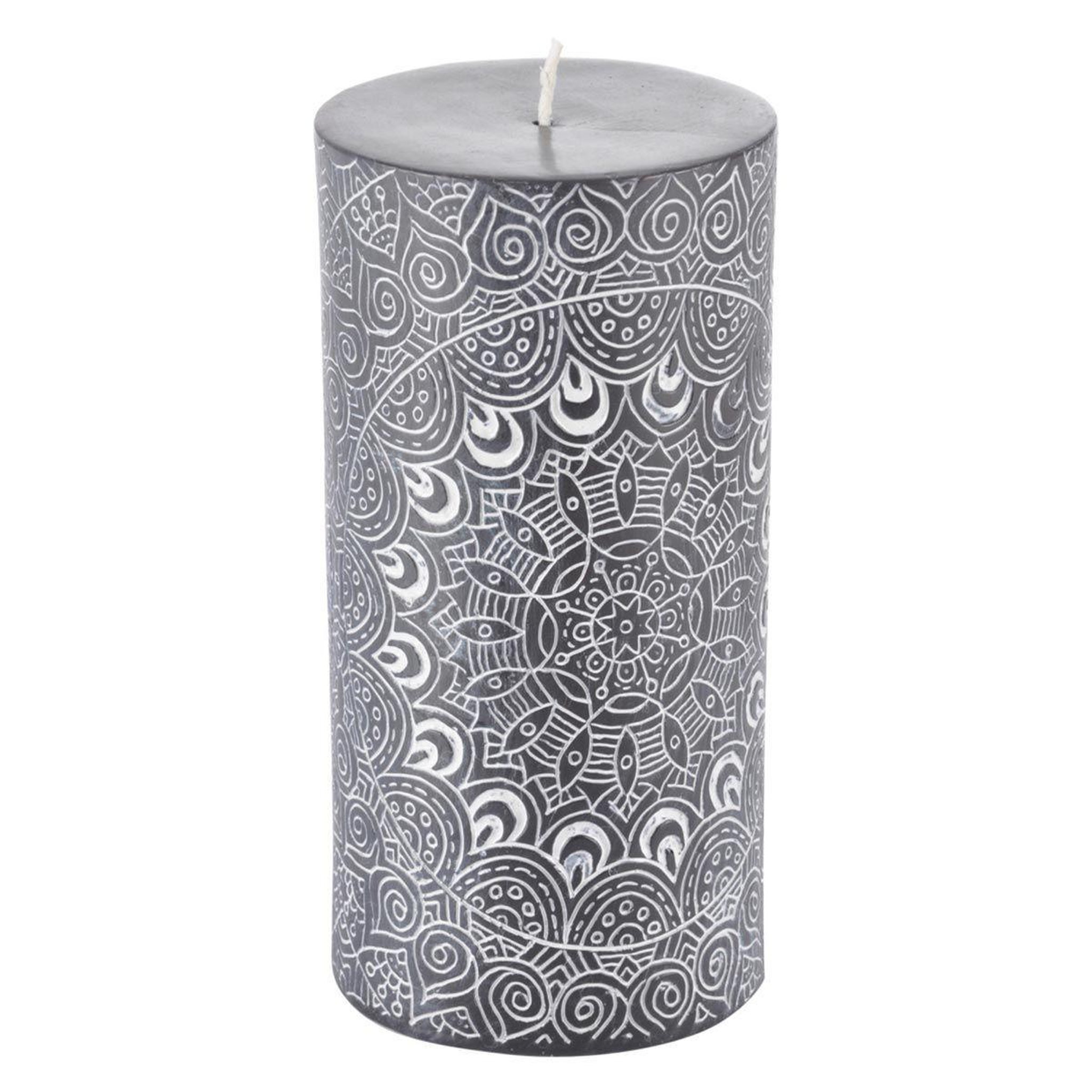 Douceur d'Intérieur Bougie pilier mandala  graphic ethnic  14cm noir