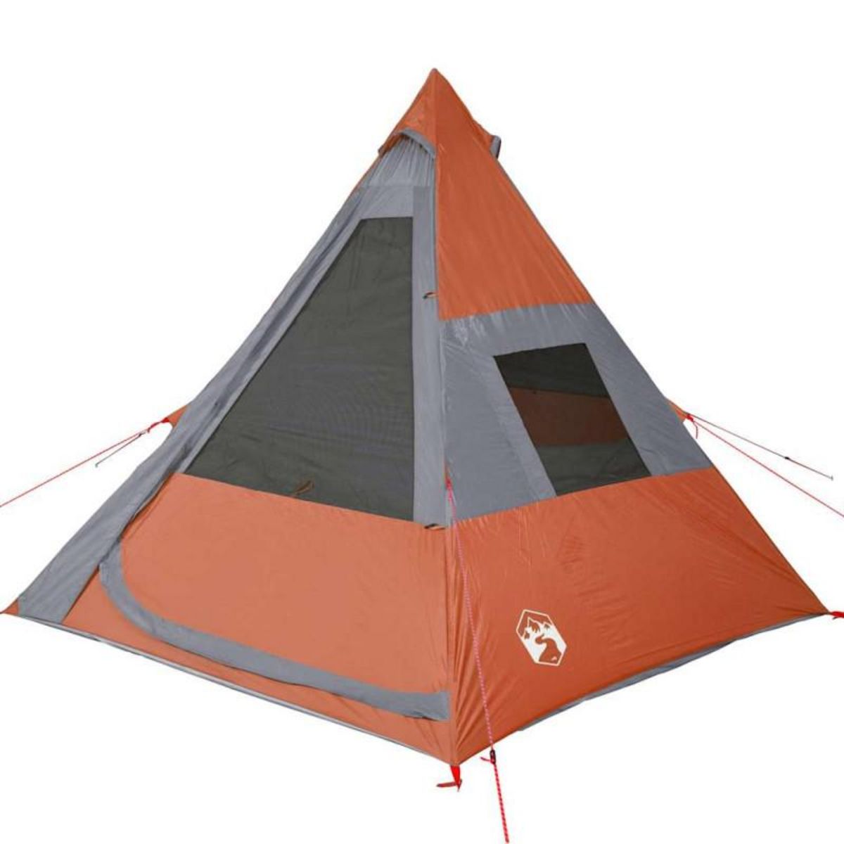 VIDAXL Tente de camping tipi 7 personnes gris et orange imperméable