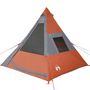 Voir la diapositive 6 : VIDAXL Tente de camping tipi 7 personnes gris et orange imperméable