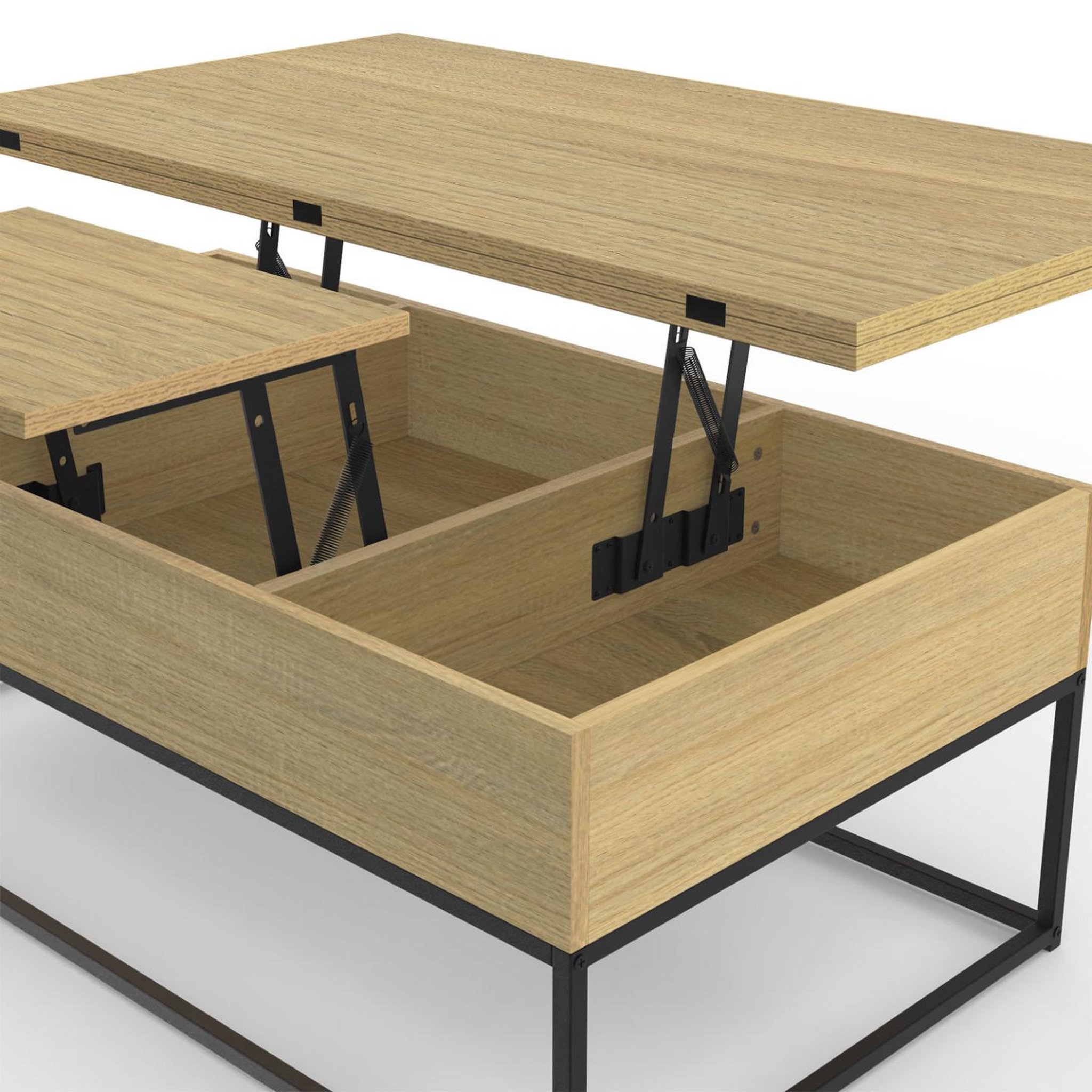Voir la diapositive 6 : ID MARKET Table basse rectangulaire relevable convertible en table à manger detroit design industriel