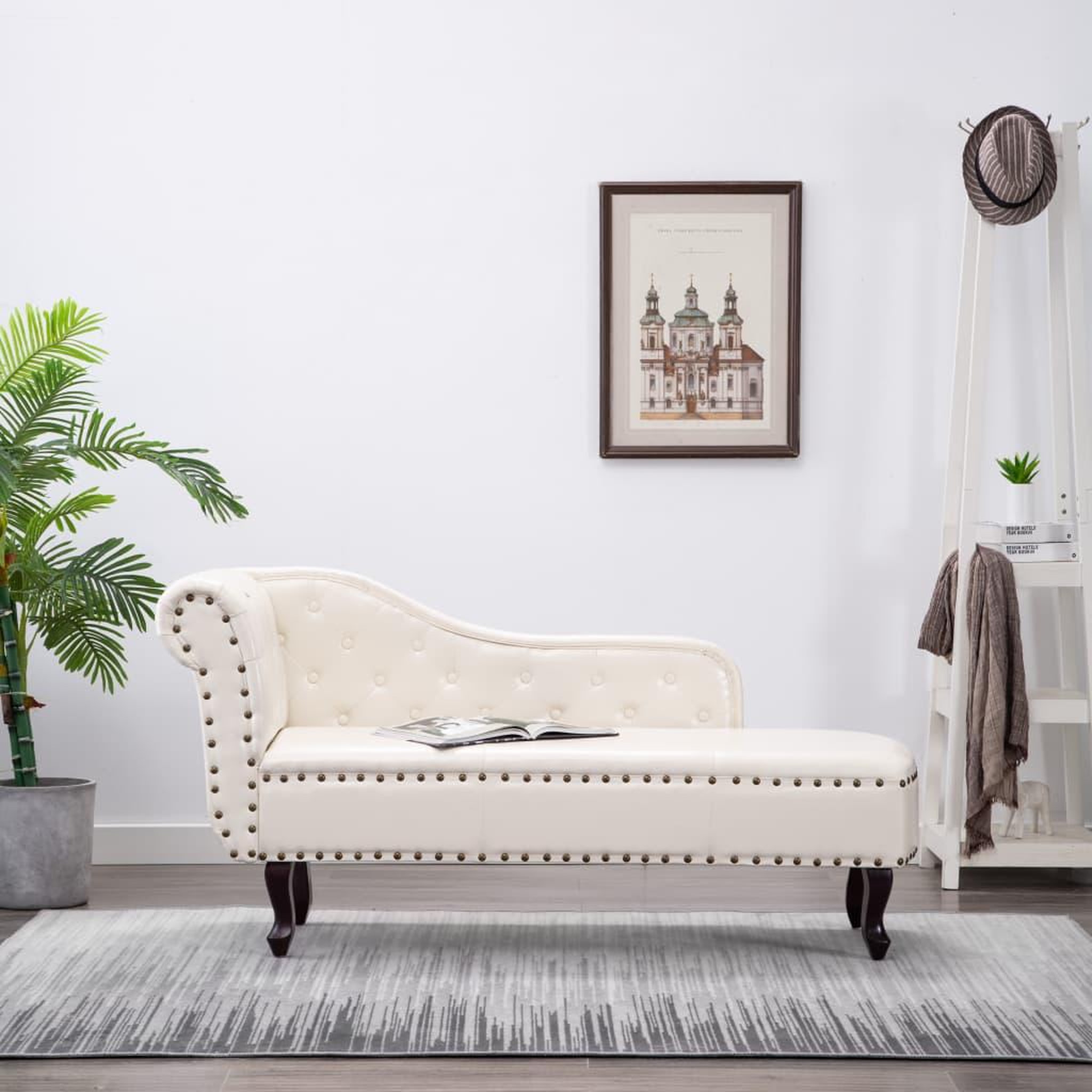 VIDAXL Chaise longue Blanc creme Similicuir
