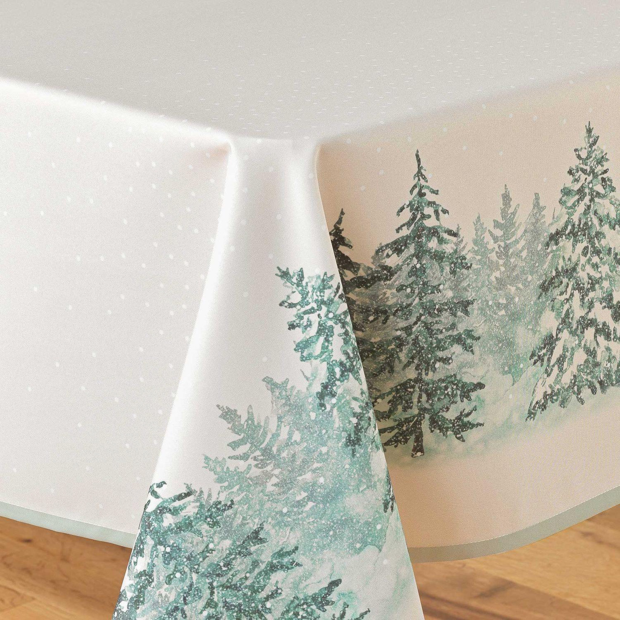 Voir la diapositive 3 : Douceur d'Intérieur Nappe rectangulaire antitache et infroissable Forêt enneigée