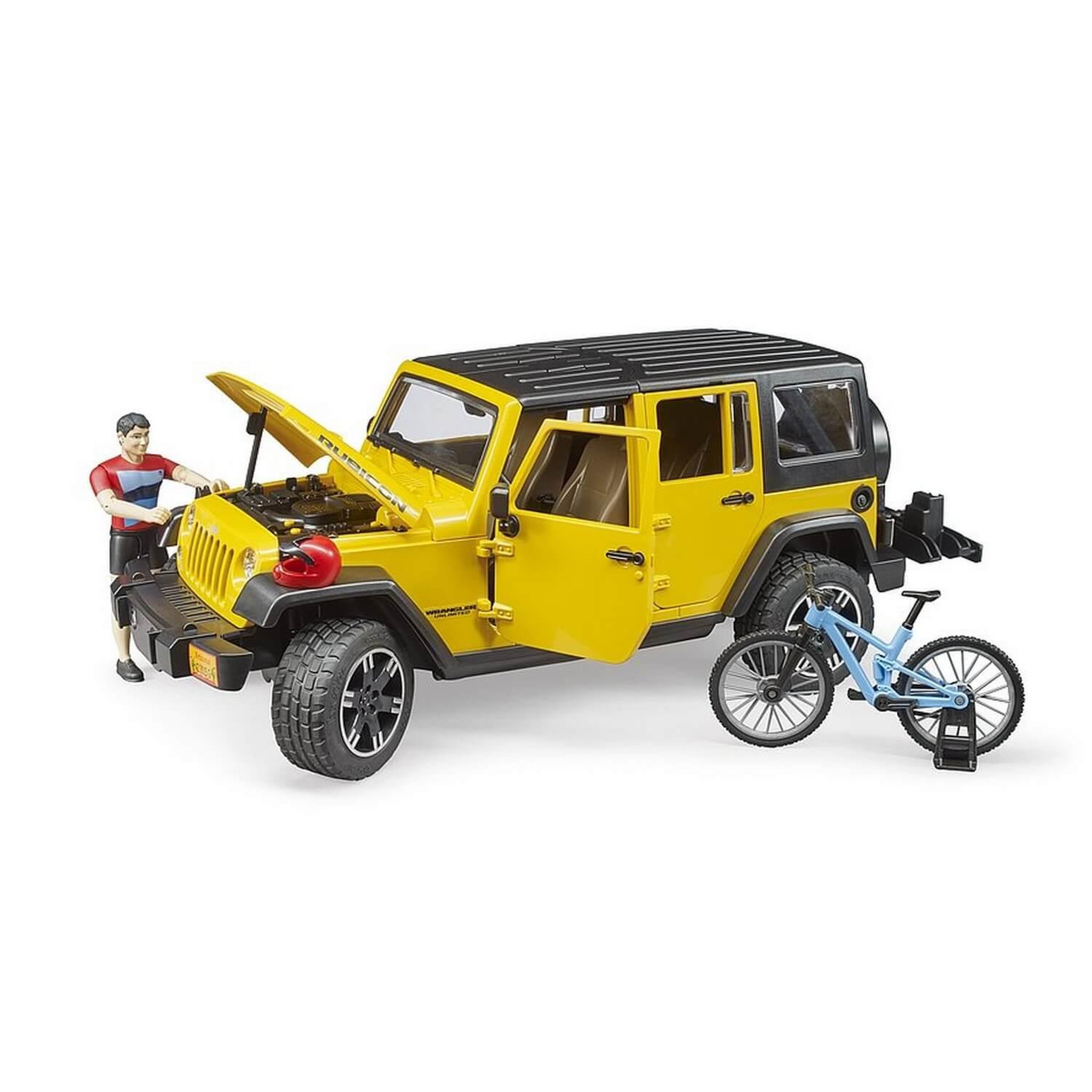 Voir la diapositive 3 : Bruder Jeep Wrangler Rubicon avec cycliste et vélo tout terrain