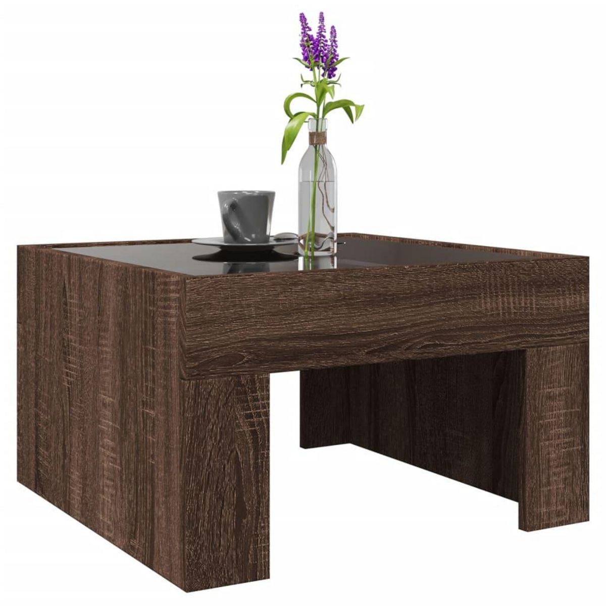 VIDAXL Table basse avec LED infini chene marron 50x50x30 cm