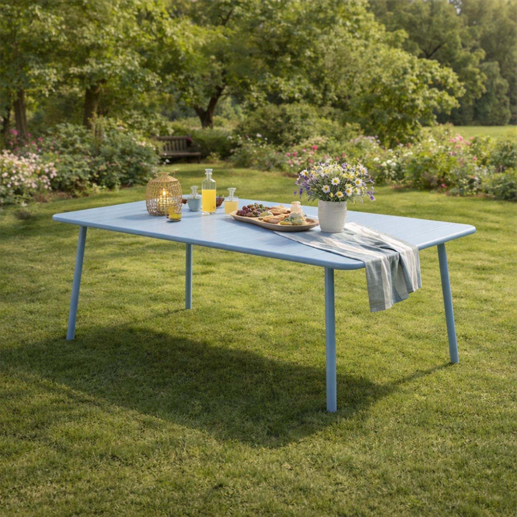 Voir la diapositive 2 : CONCEPT USINE Table de jardin 8-10 places 200cm bleu bergame