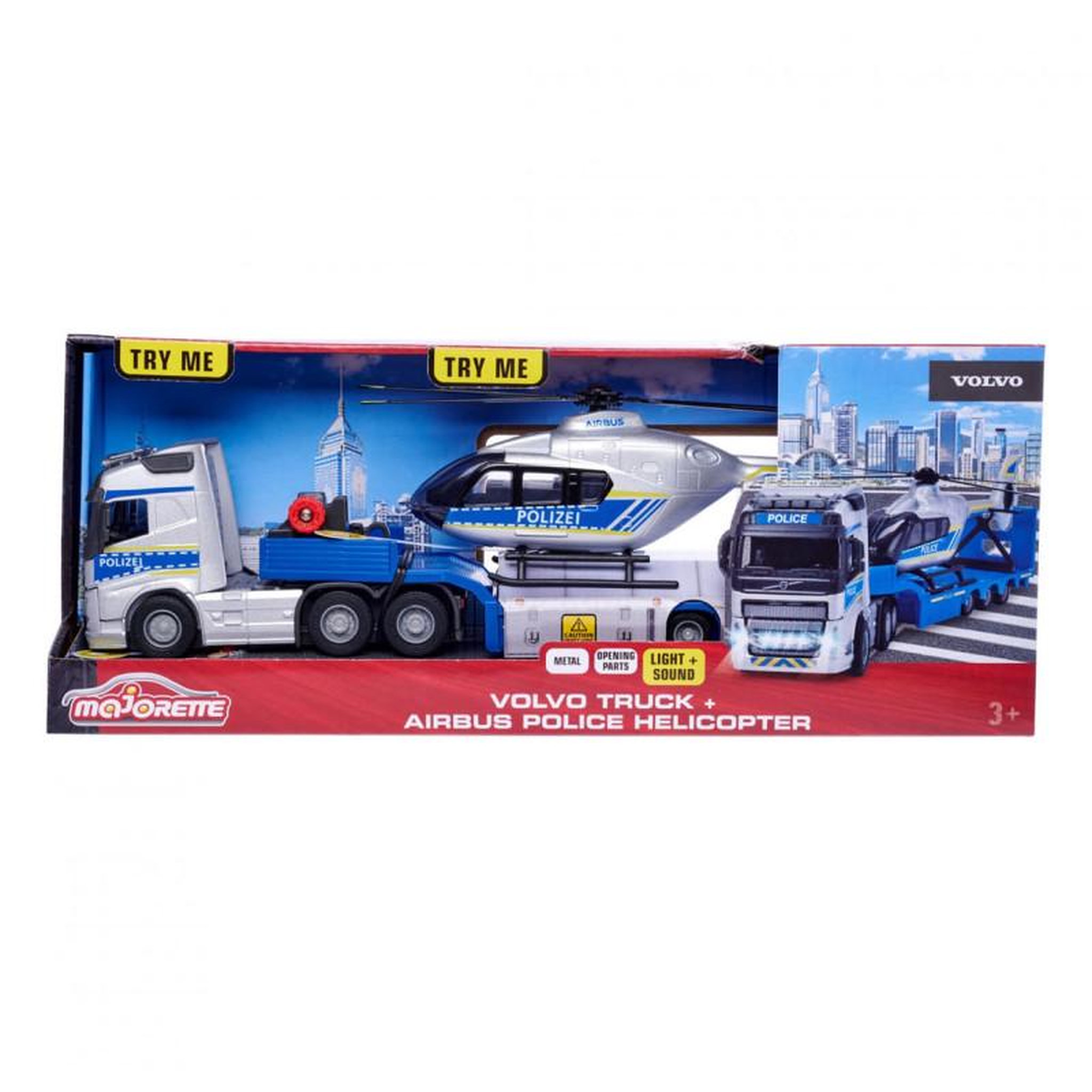 Voir la diapositive 2 : Majorette Majorette Volvo Truck with Helicopter Police 213716000