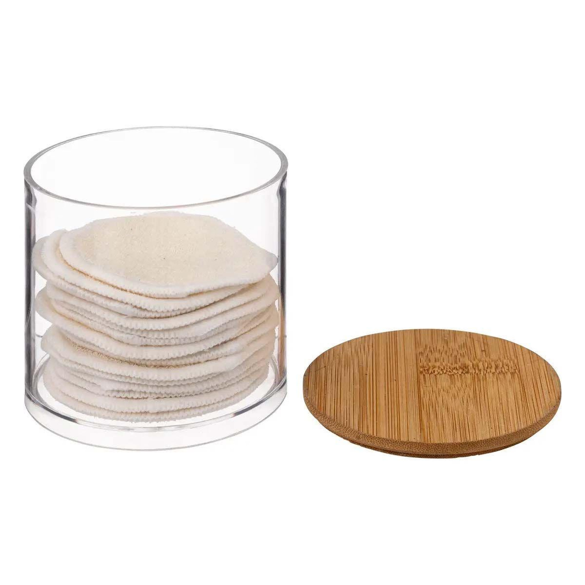 Voir la diapositive 2 : FIVE Boîte 14 cotons réutilisables  beauty  9cm transparent