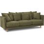 Voir la diapositive 2 : MARKET24 Canapé fixe 4 places CONSTANCE - Tissu vert - Pied en bois massif - L 212 x H 87 x P 93 cm