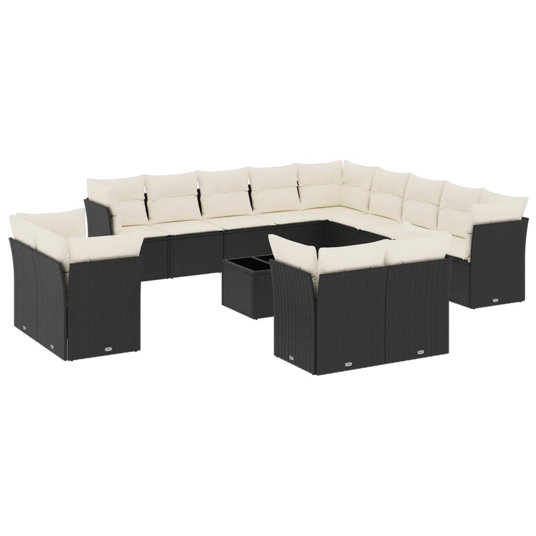 Voir la diapositive 2 : VIDAXL Salon de jardin avec coussins 14 pcs noir resine tressee