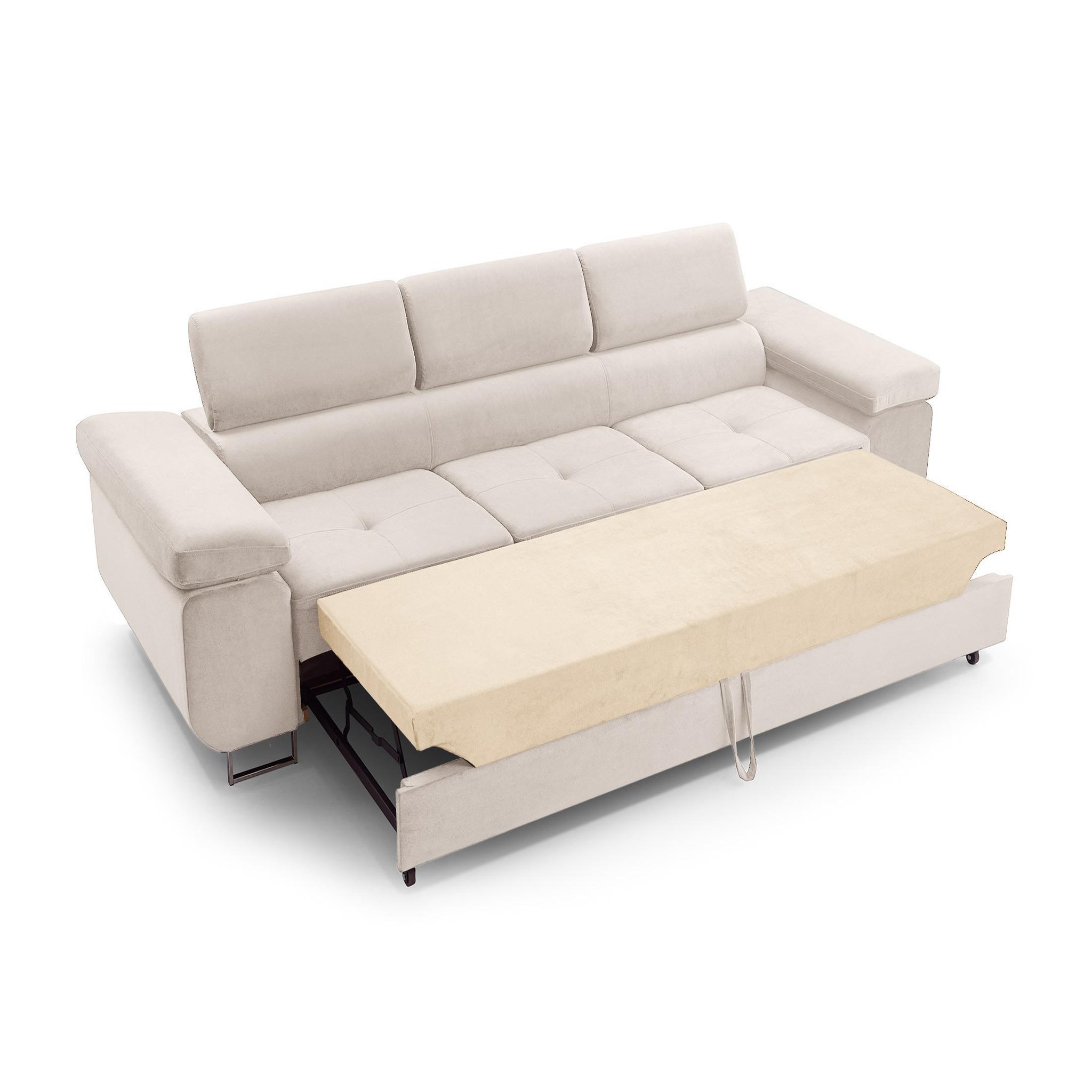 Voir la diapositive 2 : BEST MOBILIER Pablo - canapé 3 places - convertible avec têtières réglables - en velours